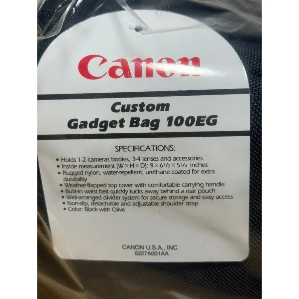 NEW Canon Camera Gadget‎ Bag 100 EG Shoulder Strap & Handle Olive Green & Black